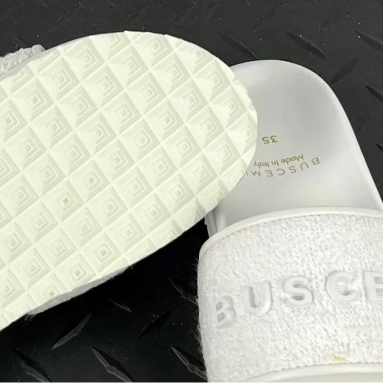 Buscemi Womens Slide Terry White Leather Sandals