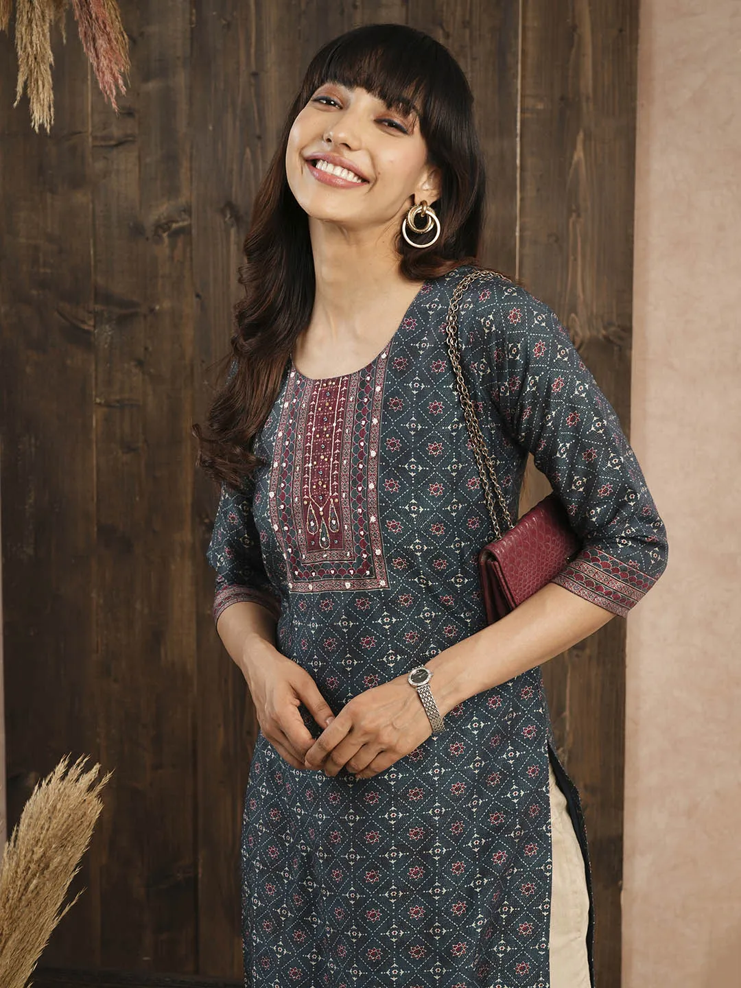 Buy Teal Muslin Kurta for Women's Comfort Fit Casual Wear - Zola