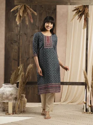 Buy Teal Muslin Kurta for Women's Comfort Fit Casual Wear - Zola