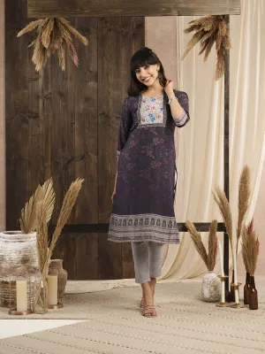 Buy Wine Muslin Kurta for Women's Comfort Fit Casual Wear - Zola
