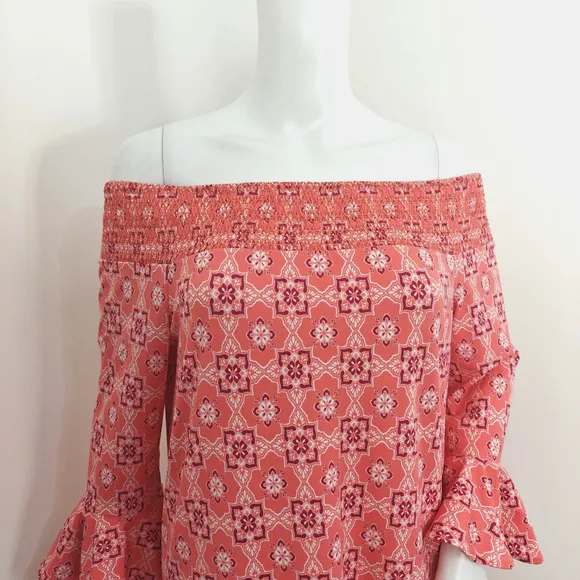 Cabana Life Off Shoulder Dress Size Large Pink Tassels Beach Coverup UPF 50  NWT