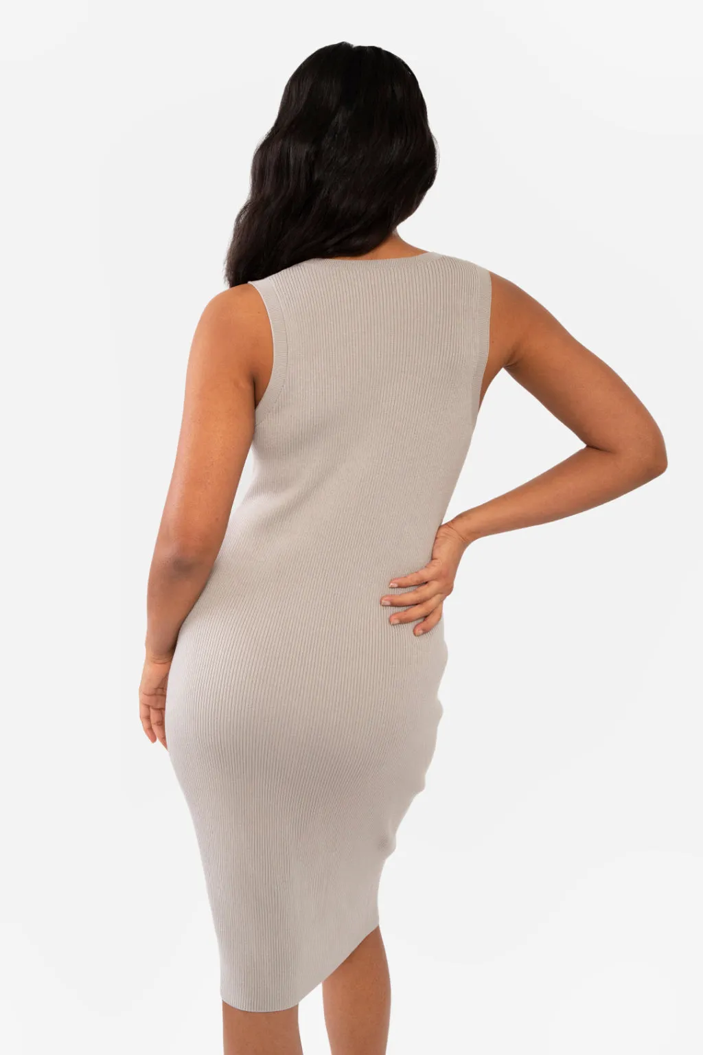 CAITLIN SLEEVELESS RIB DRESS - BORDEAUX