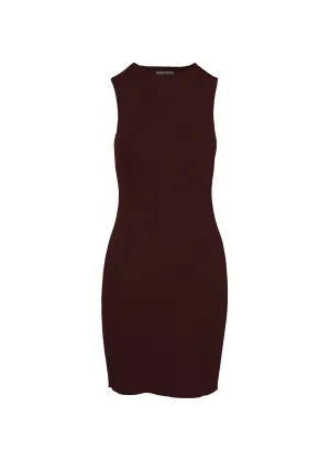 CAITLIN SLEEVELESS RIB DRESS - BORDEAUX