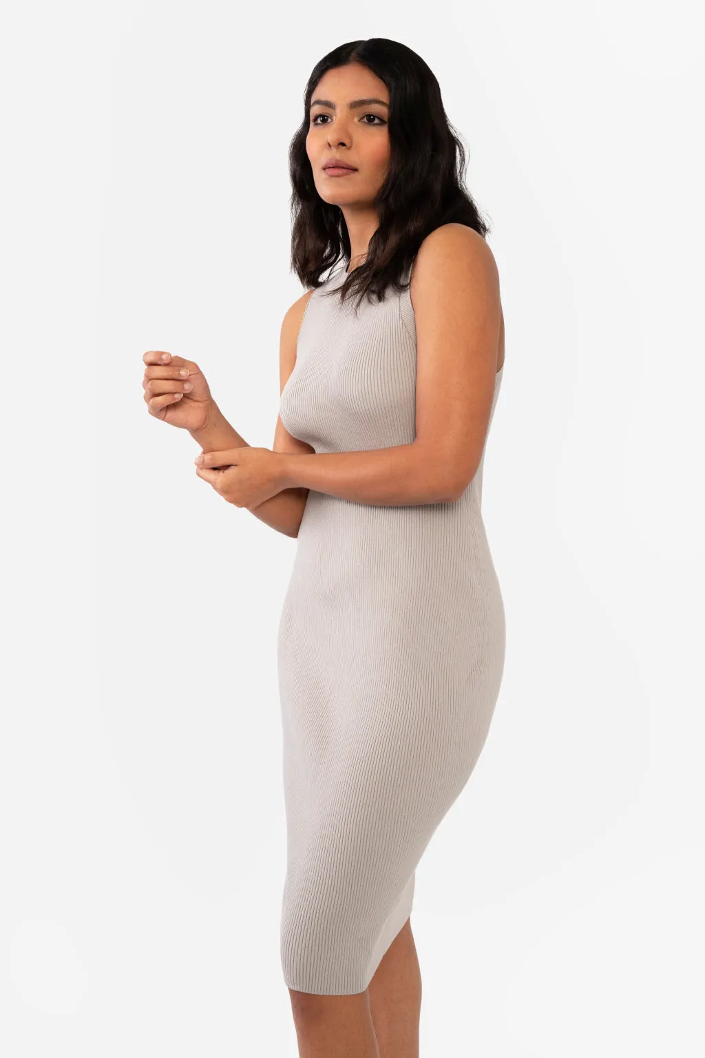 CAITLIN SLEEVELESS RIB DRESS - BORDEAUX