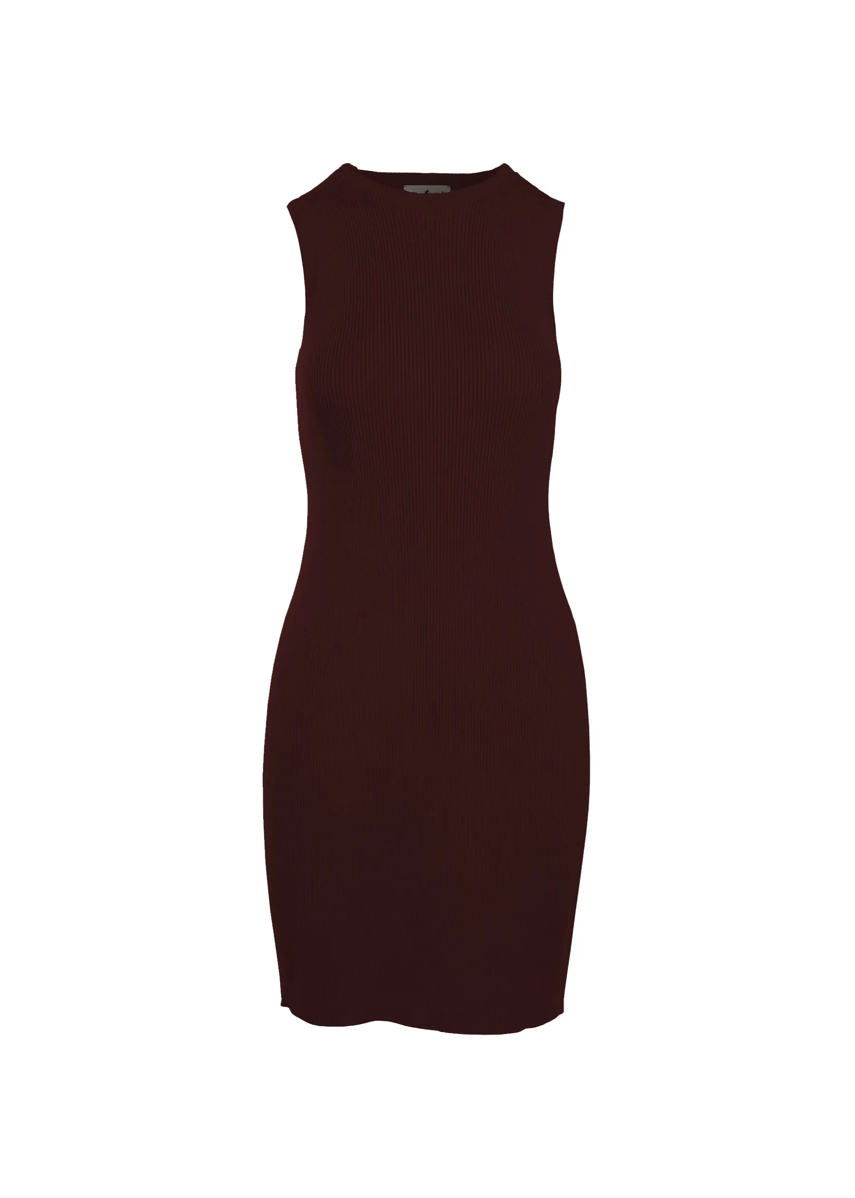 CAITLIN SLEEVELESS RIB DRESS - BORDEAUX