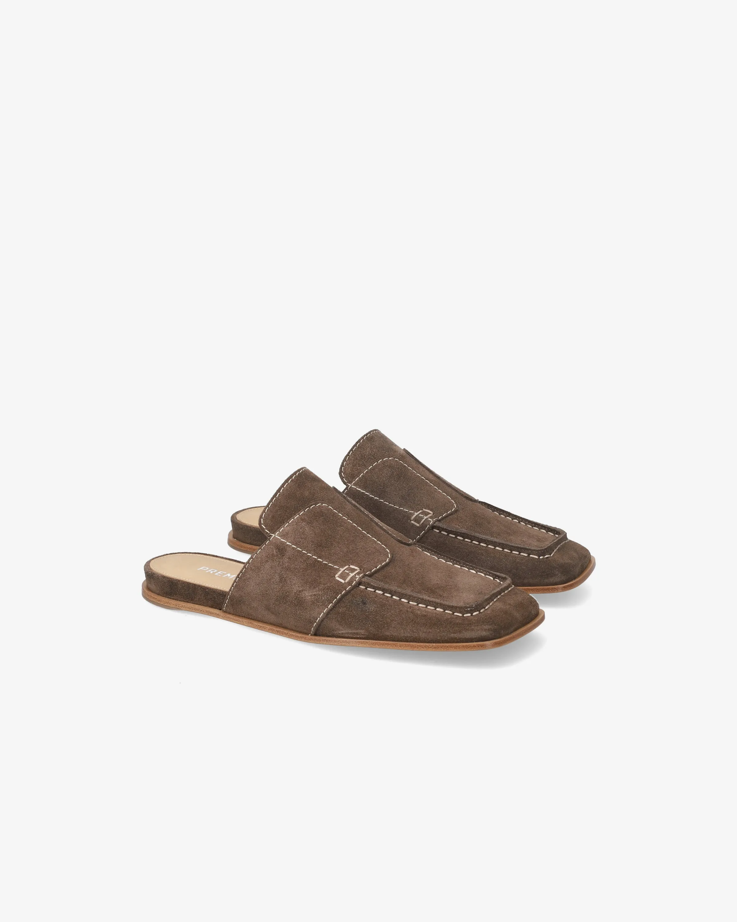 Calfskin Sabot with Exposed Stitching