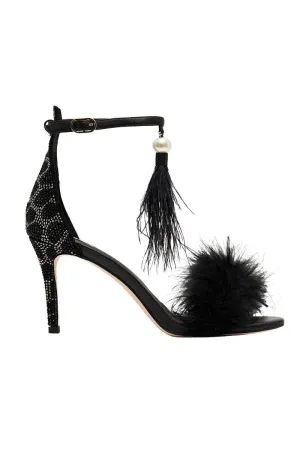 Camilla - Feathered Heel in Solid Black