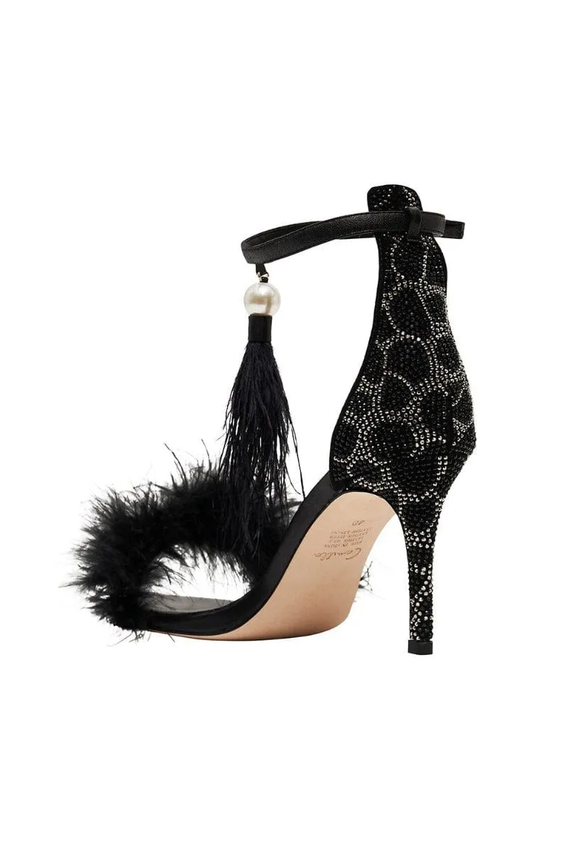 Camilla - Feathered Heel in Solid Black