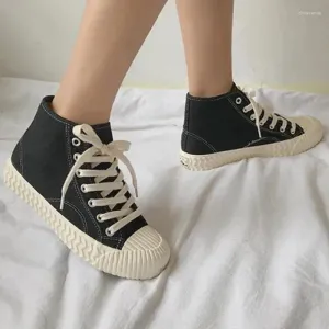 Casual Shoes High Gang Lace Up Canvas Flat Cookie Woman Vintage Street S Loafers Women Cross-tied Rubber Round Toe Espadrilles Mujer