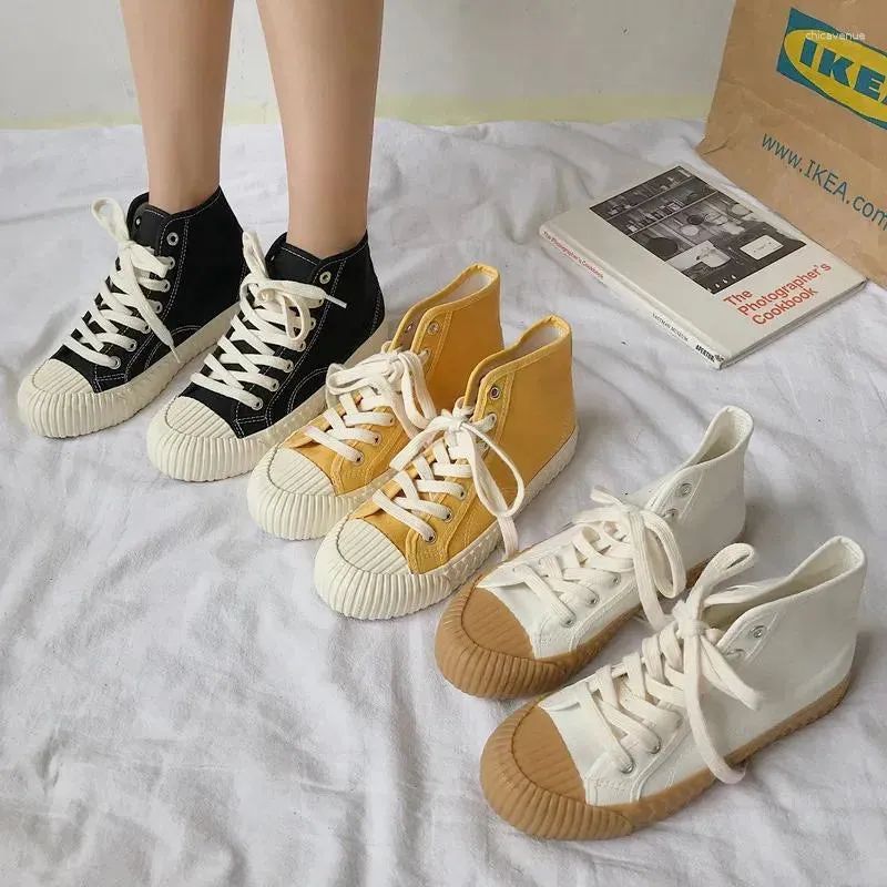 Casual Shoes High Gang Lace Up Canvas Flat Cookie Woman Vintage Street S Loafers Women Cross-tied Rubber Round Toe Espadrilles Mujer