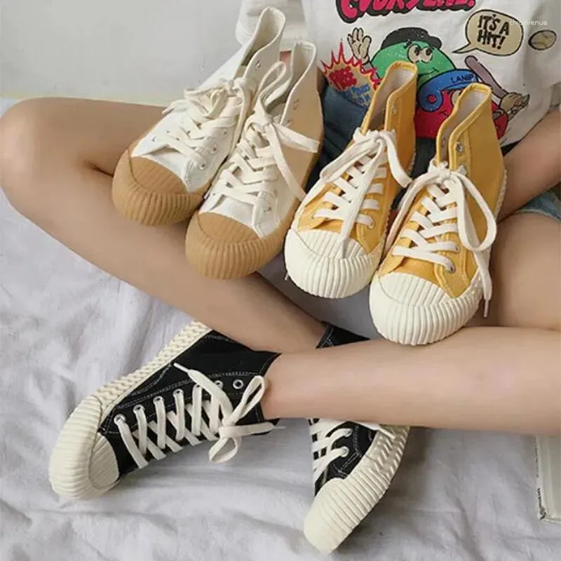 Casual Shoes High Gang Lace Up Canvas Flat Cookie Woman Vintage Street S Loafers Women Cross-tied Rubber Round Toe Espadrilles Mujer