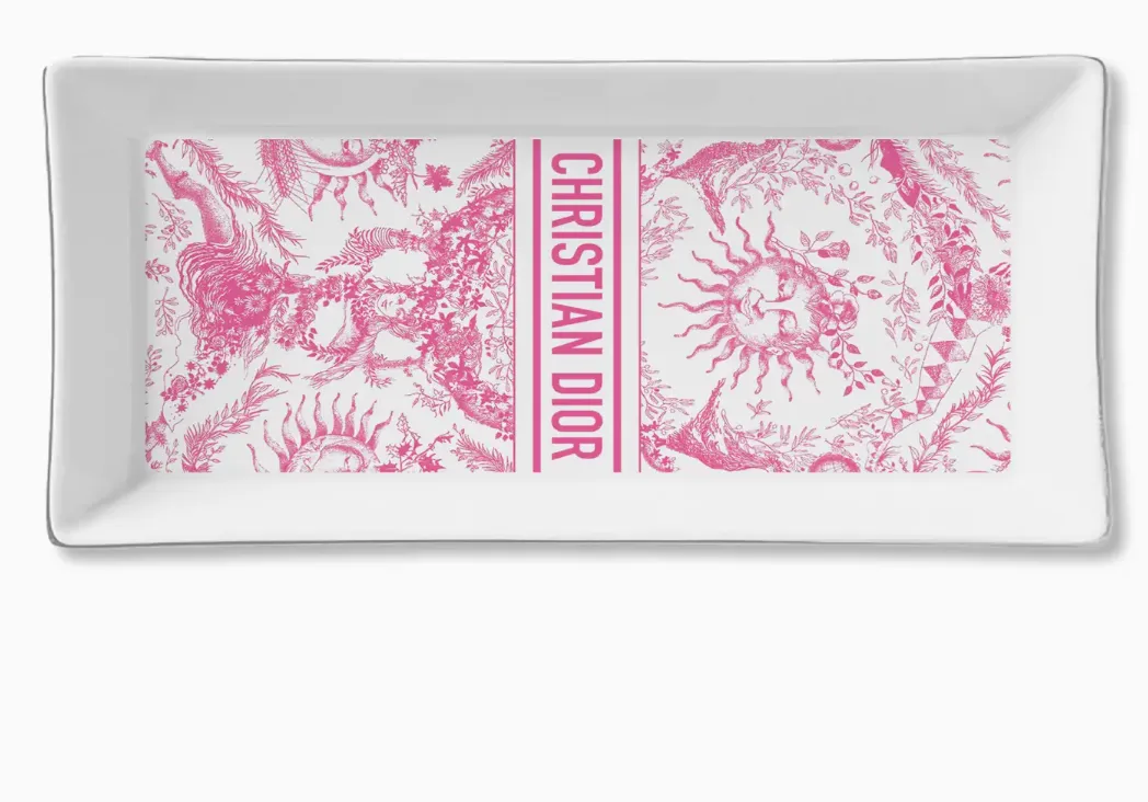 Ceramic Serving Tray - Pink Toile