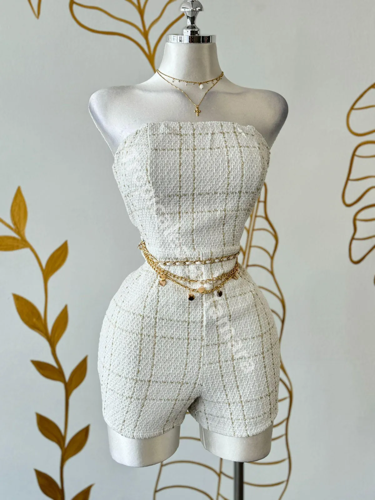 Chic Gold Romper Set