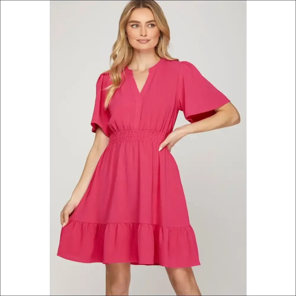 Chic Ruffled Hem Flutter Sleeve Mini Dress