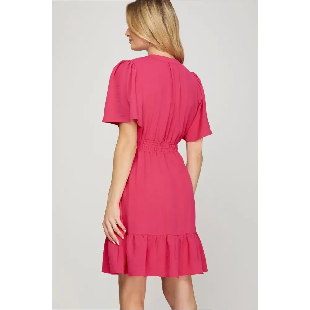Chic Ruffled Hem Flutter Sleeve Mini Dress