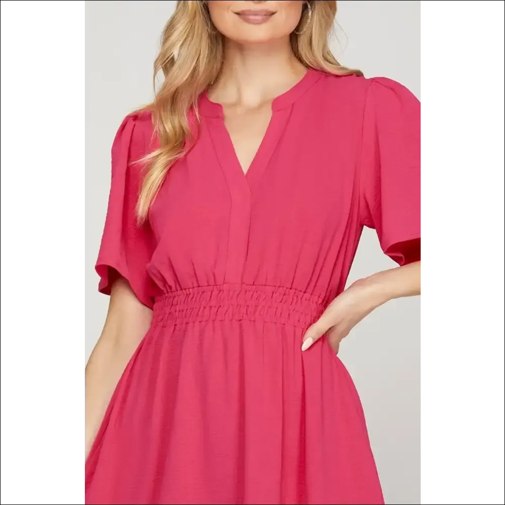 Chic Ruffled Hem Flutter Sleeve Mini Dress