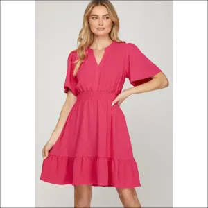 Chic Ruffled Hem Flutter Sleeve Mini Dress