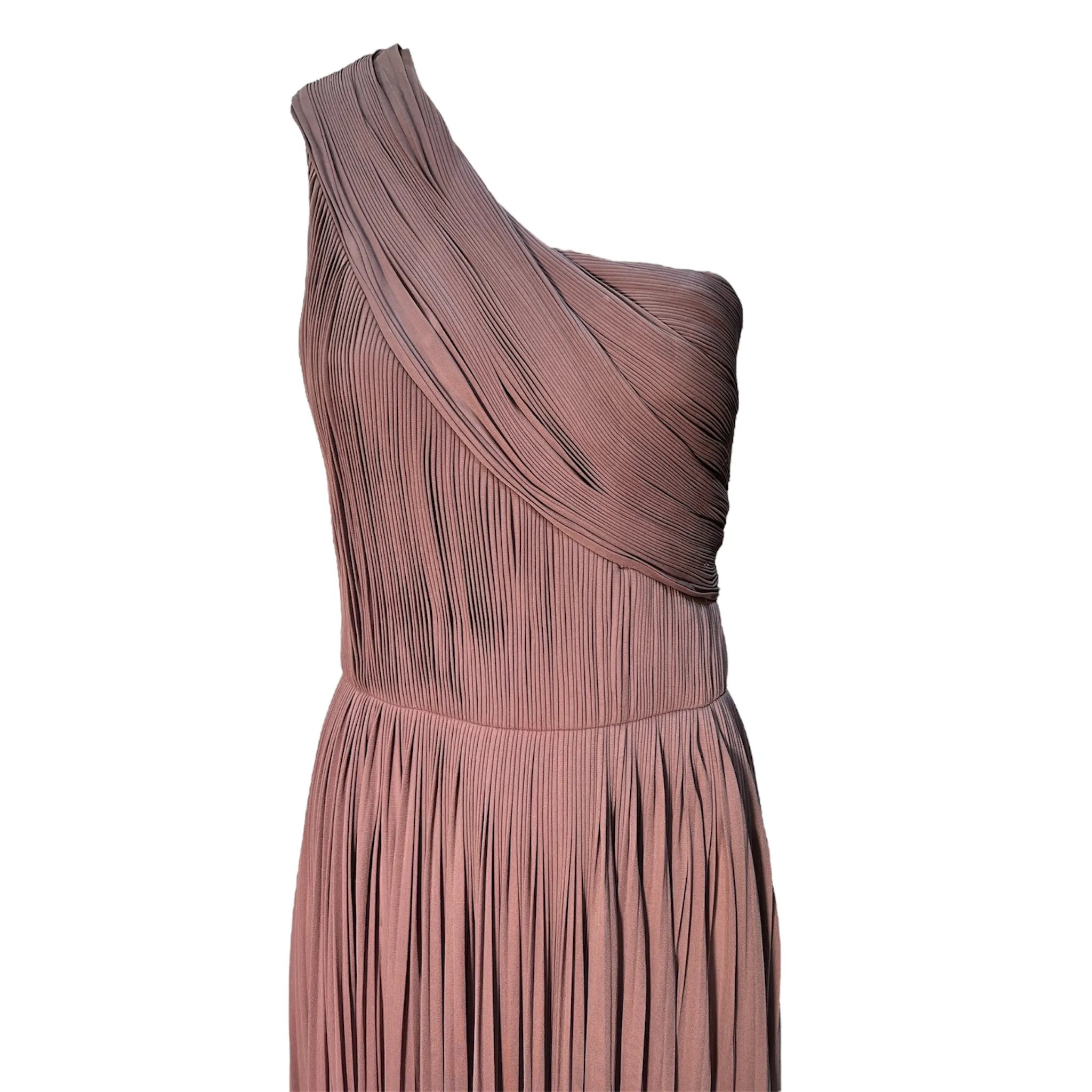 Chloé S/S 2011 Mocha Pleated Georgette One Shoulder Goddess Gown