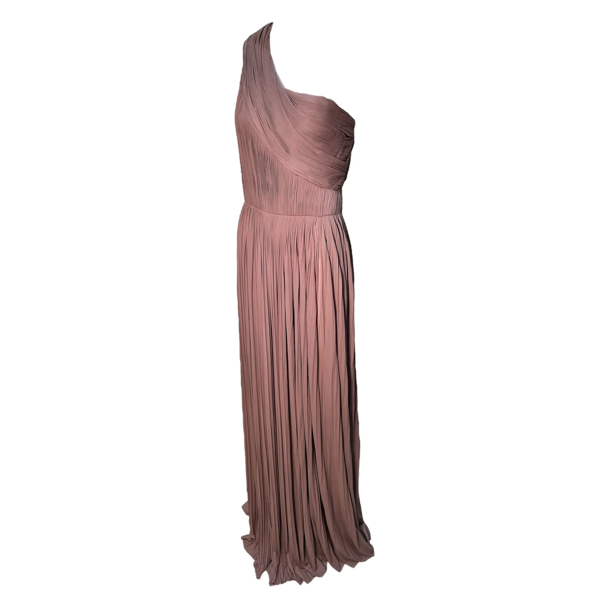 Chloé S/S 2011 Mocha Pleated Georgette One Shoulder Goddess Gown