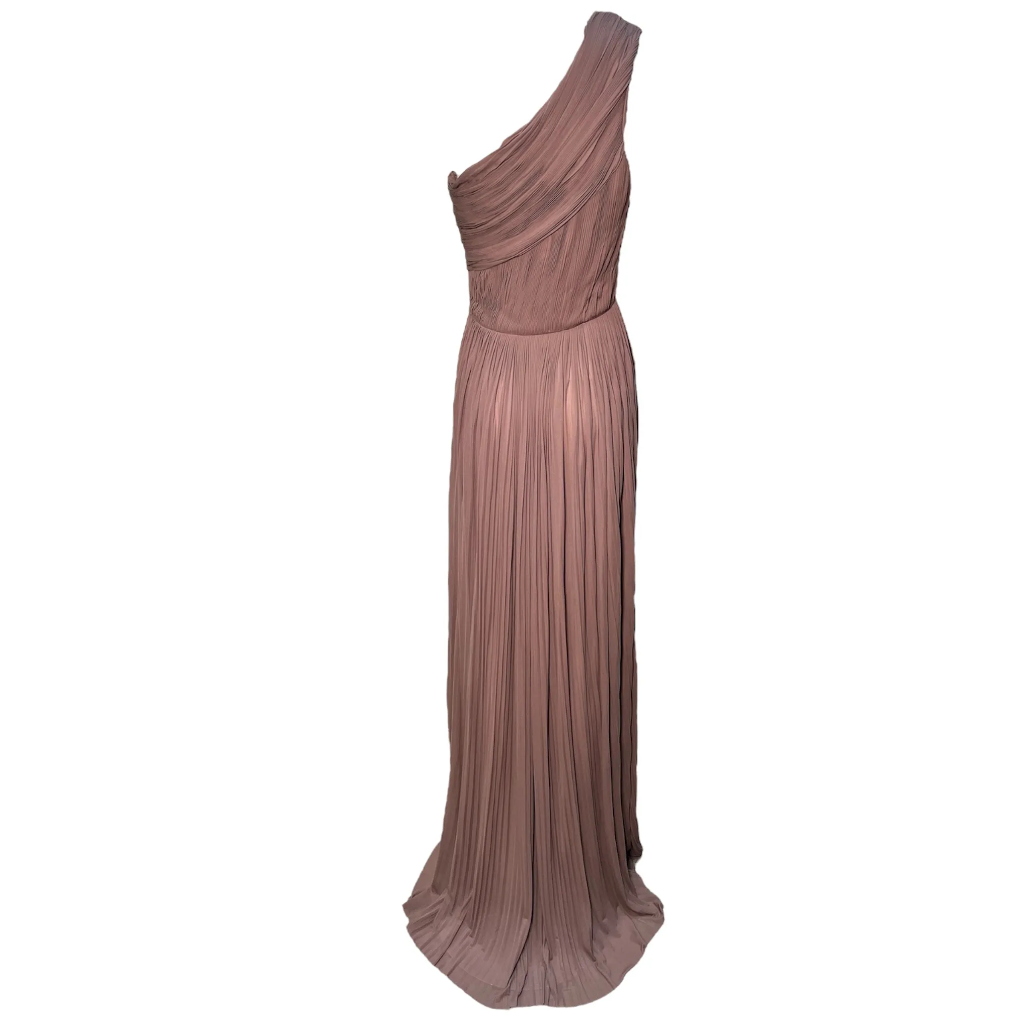 Chloé S/S 2011 Mocha Pleated Georgette One Shoulder Goddess Gown