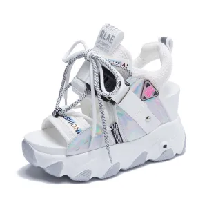 Chunky Platform Sandals Designers Brand Summer Beach Casual Shoes Lace Up Wedges 9CM Sandal Ladies2