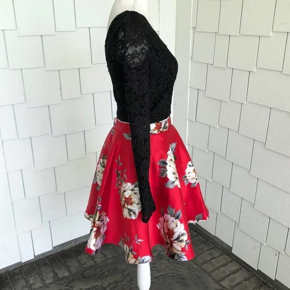 City Studio Women's Black/Red Top/Skirt Two Piece Mix &amp; Match Set sz Jr's 3