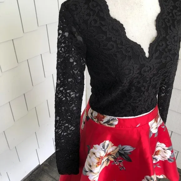 City Studio Women's Black/Red Top/Skirt Two Piece Mix &amp; Match Set sz Jr's 3