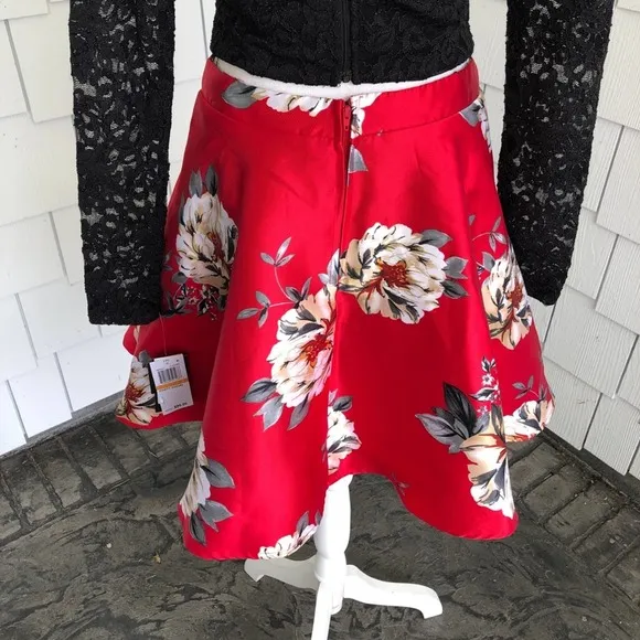 City Studio Women's Black/Red Top/Skirt Two Piece Mix &amp; Match Set sz Jr's 3