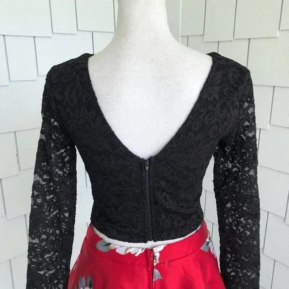 City Studio Women's Black/Red Top/Skirt Two Piece Mix &amp; Match Set sz Jr's 3