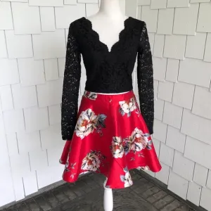 City Studio Women's Black/Red Top/Skirt Two Piece Mix &amp; Match Set sz Jr's 3