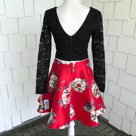City Studio Women's Black/Red Top/Skirt Two Piece Mix &amp; Match Set sz Jr's 3