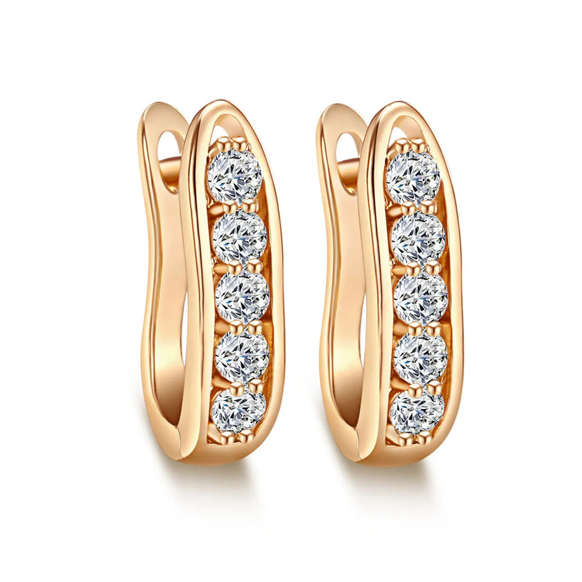 Clear Cubic Zirconia & 18K Gold-Plated Huggie Earrings