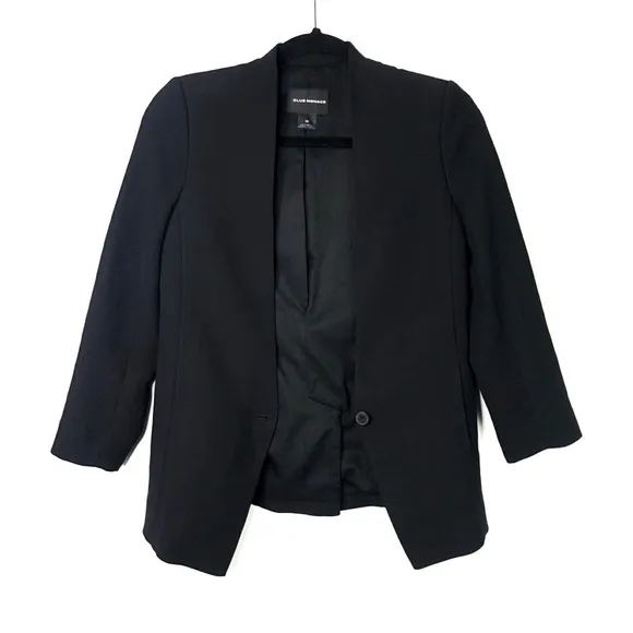 Club Monaco Classic Structured Blazer One Button Lined Career Black Size 00