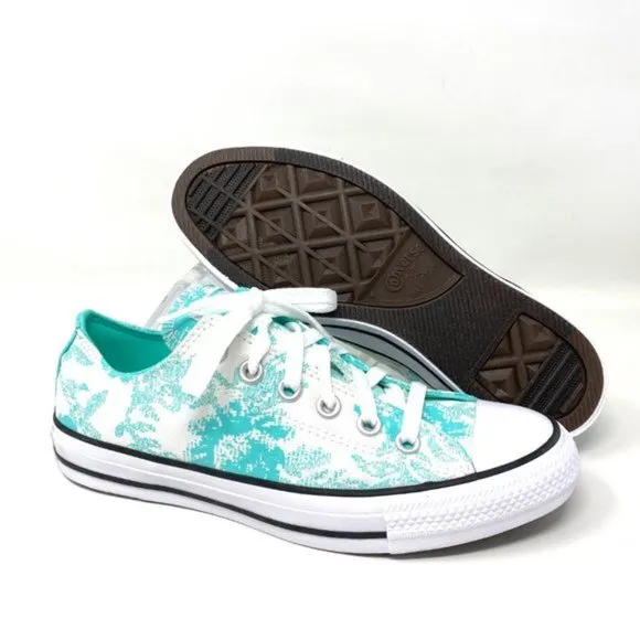 Converse Women's Size 571388F CTAS OX ELECTRIC AQUA WHITE Canvas Low Top Sneaker