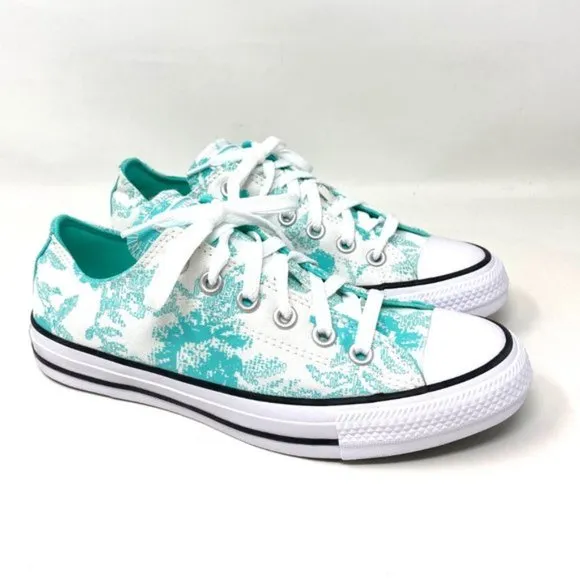 Converse Women's Size 571388F CTAS OX ELECTRIC AQUA WHITE Canvas Low Top Sneaker