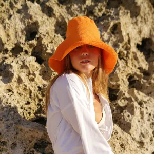 Crochet Sun Hat, Tangerine Orange