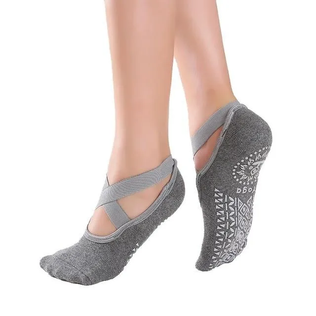 Cross Strap Cotton Yoga Socks