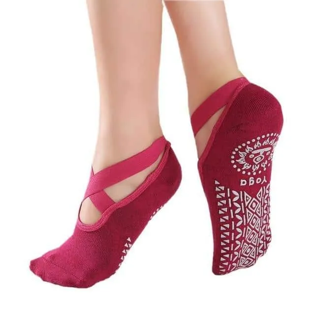Cross Strap Cotton Yoga Socks