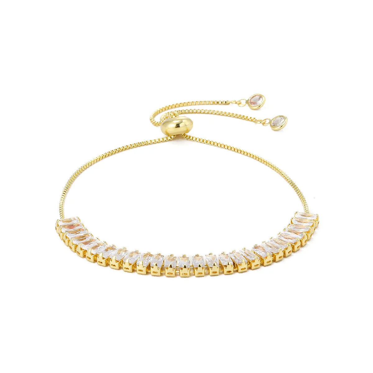 Crystal & 18K Gold-Plated Rectangle Adjustable Bracelet