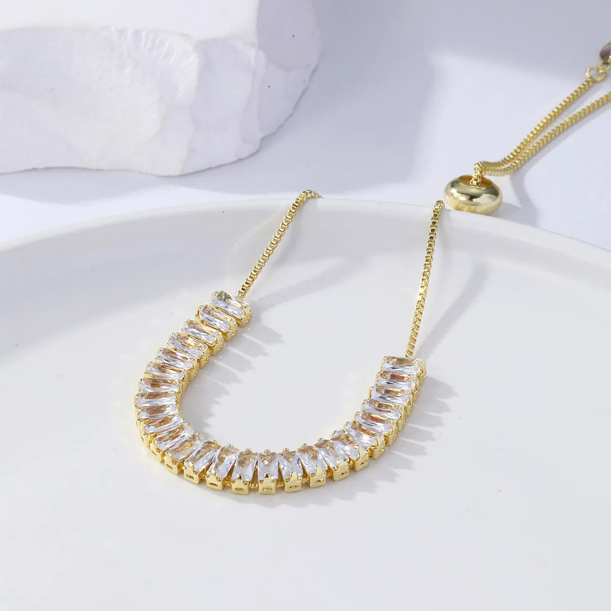 Crystal & 18K Gold-Plated Rectangle Adjustable Bracelet