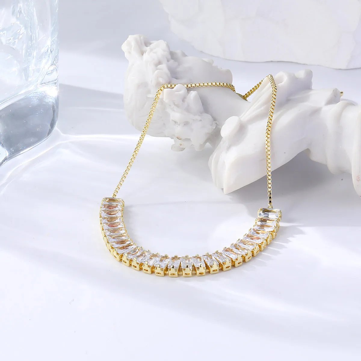 Crystal & 18K Gold-Plated Rectangle Adjustable Bracelet