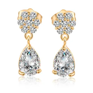Crystal & Cubic Zirconia 18K Gold-Plated Pear-Cut Drop Earrings