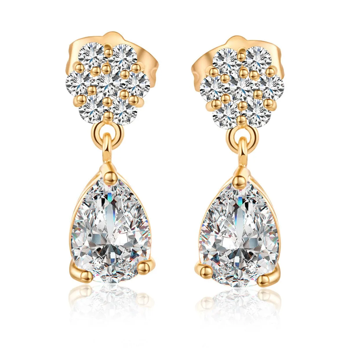 Crystal & Cubic Zirconia 18K Gold-Plated Pear-Cut Drop Earrings