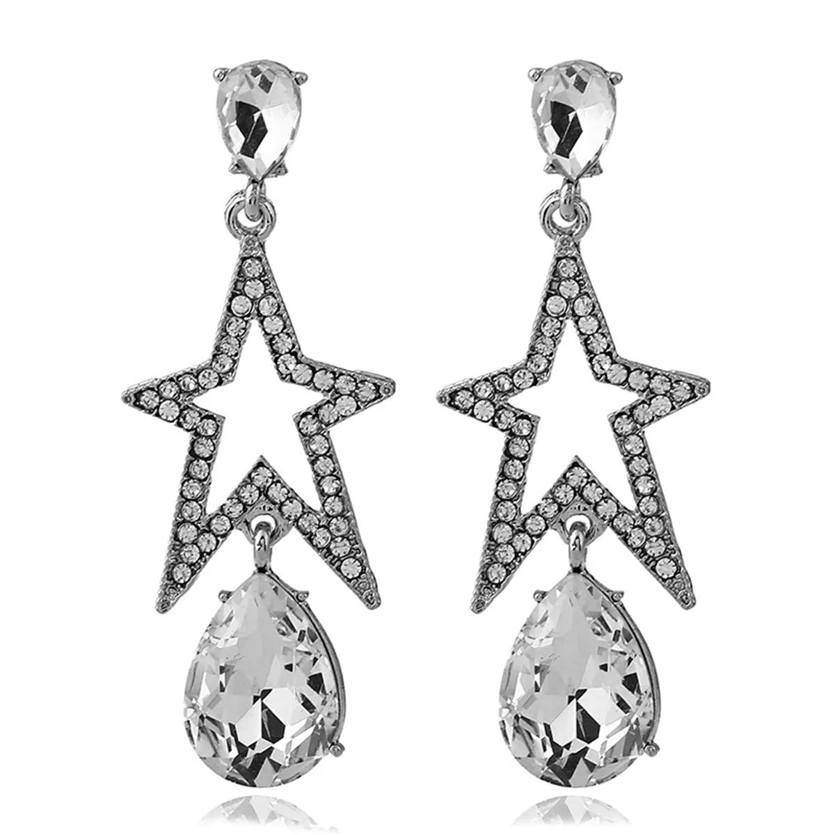Crystal & Cubic Zirconia Star Drop Earrings