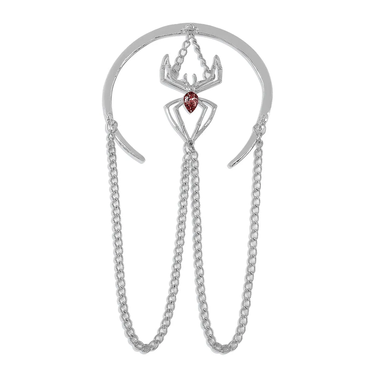 Crystal & Silver-Plated Spider Chain Arm Cuff