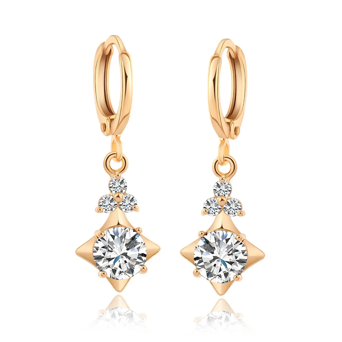 Cubic Zirconia & 18K Gold-Plated Botany Drop Earrings