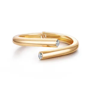 Cubic Zirconia & 18K Gold-Plated Bypass Bangle
