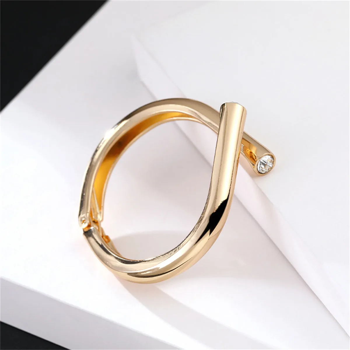Cubic Zirconia & 18K Gold-Plated Bypass Bangle