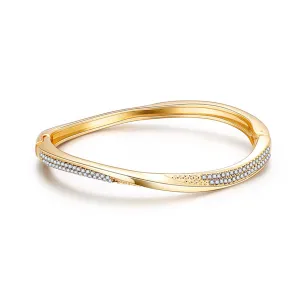 Cubic Zirconia & 18K Gold-Plated Twisted Bangle