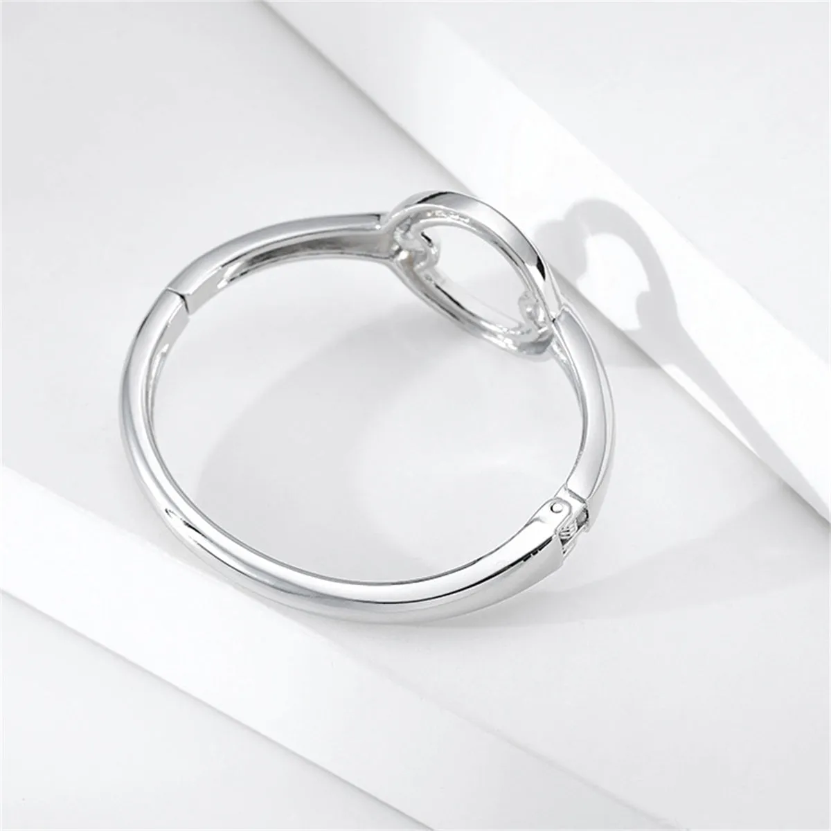 Cubic Zirconia & Silver-Plated Circle Bangle